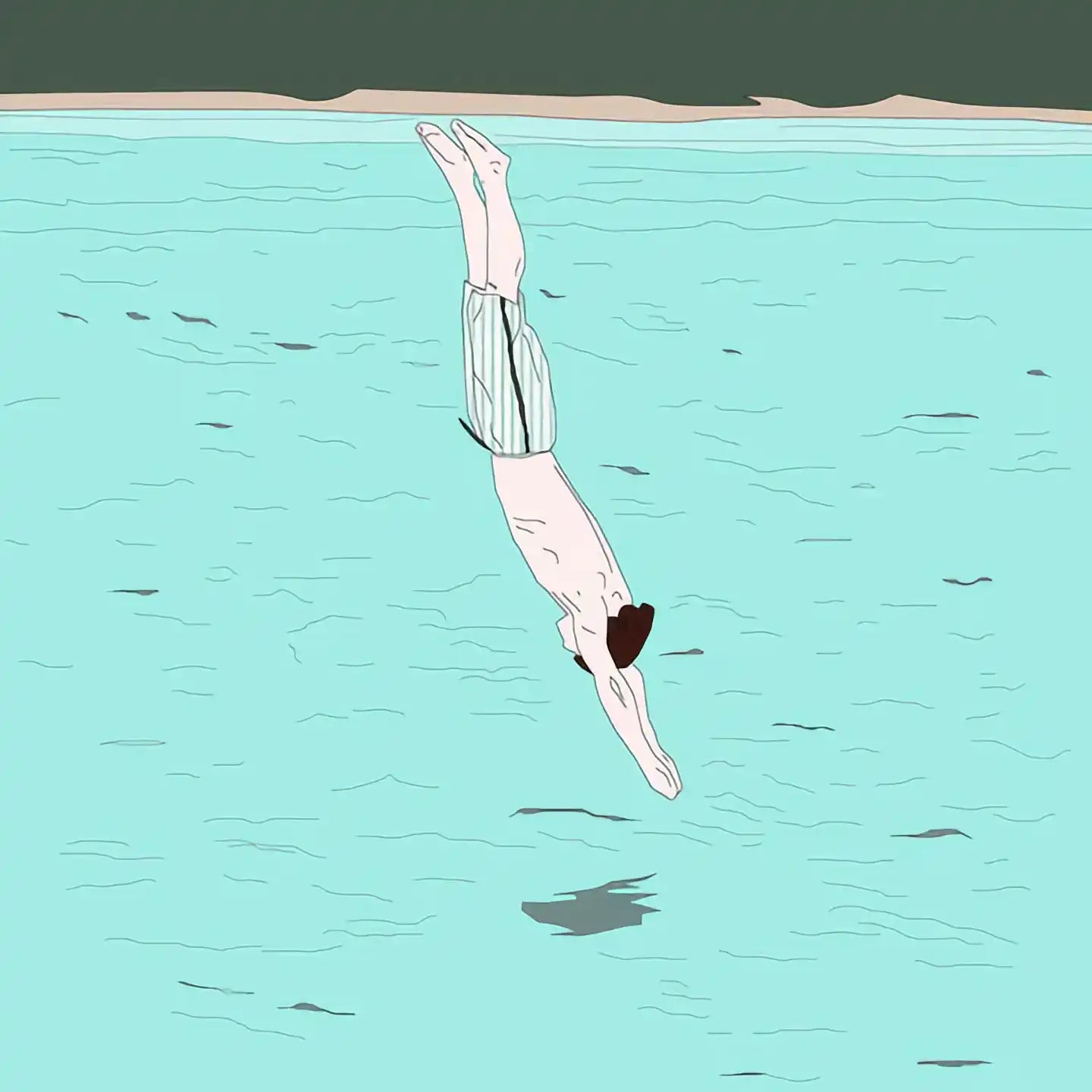 A person diving headfirst into a body of water.