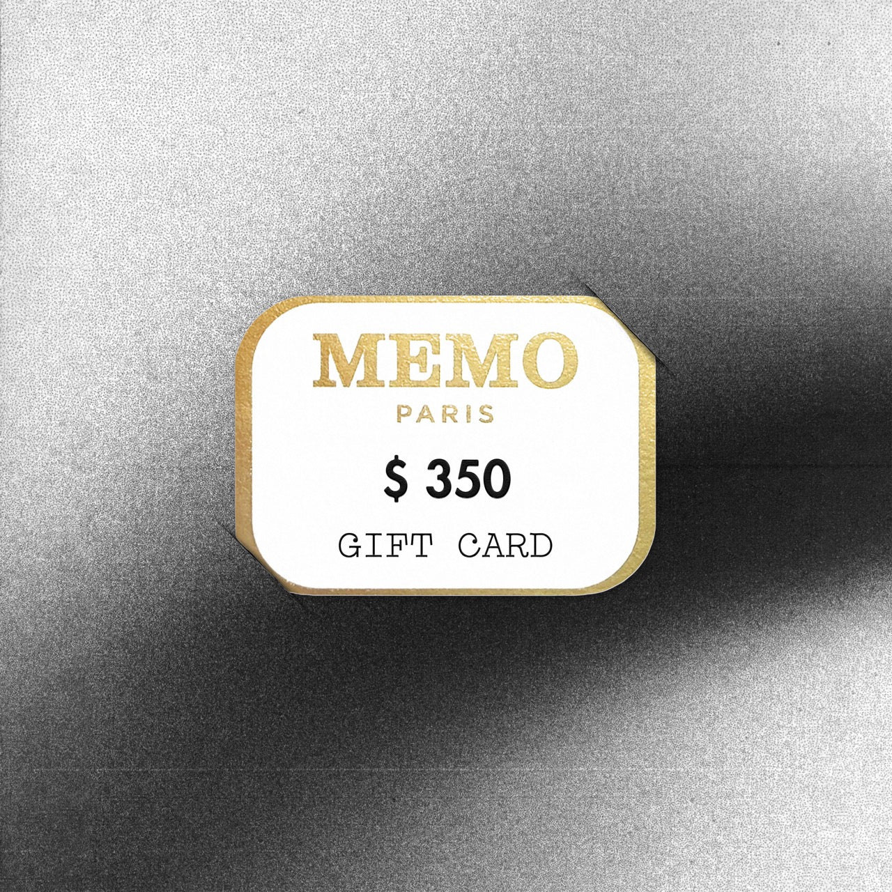 A white and gold memo paris gift card valued at 350 featuring elegant typography and perfect for fragrant treasures offers